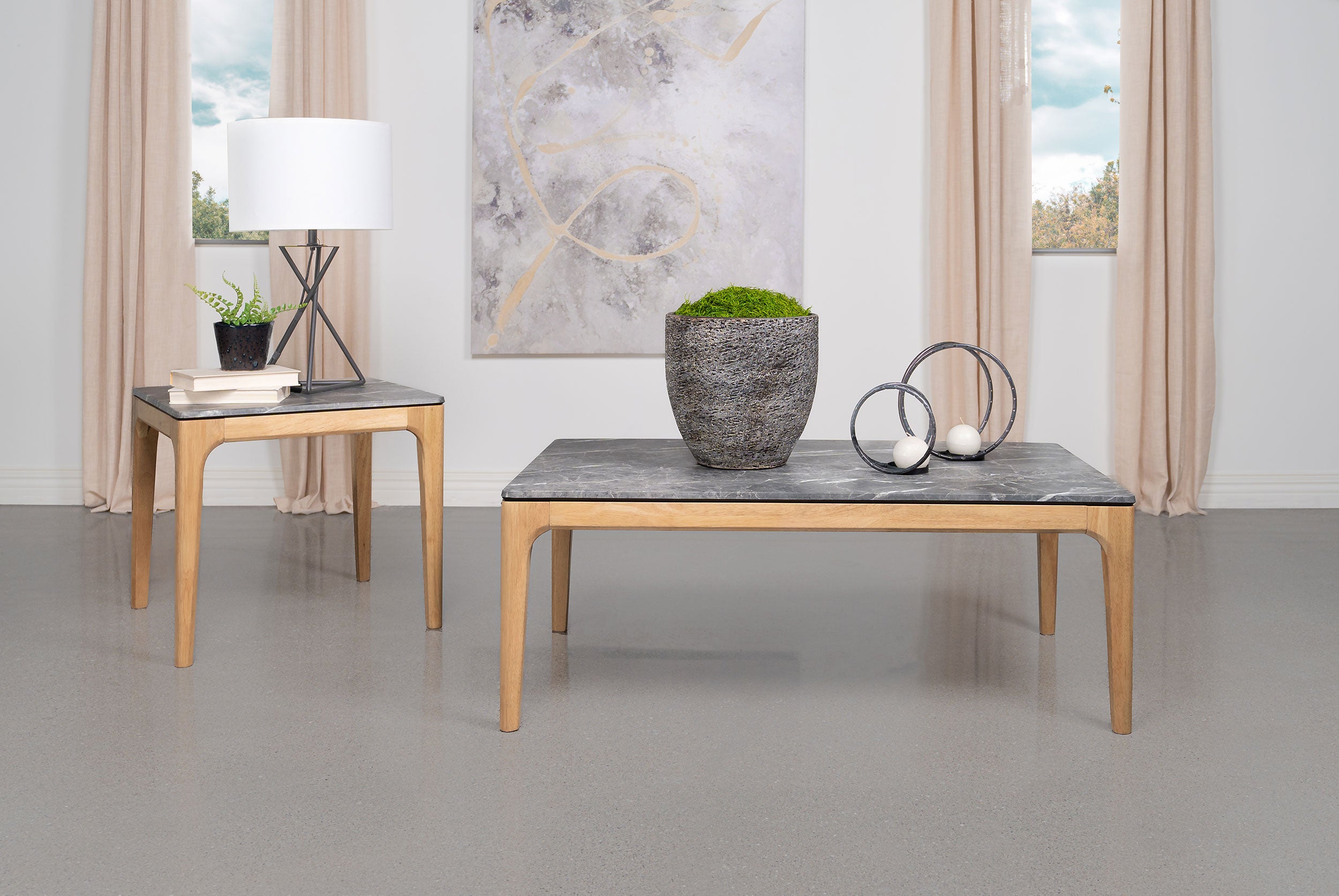 Orleans Furniture - Coaster - Polaris 2-piece SmartTop Coffee and End Table Set Grey - 707858-S2