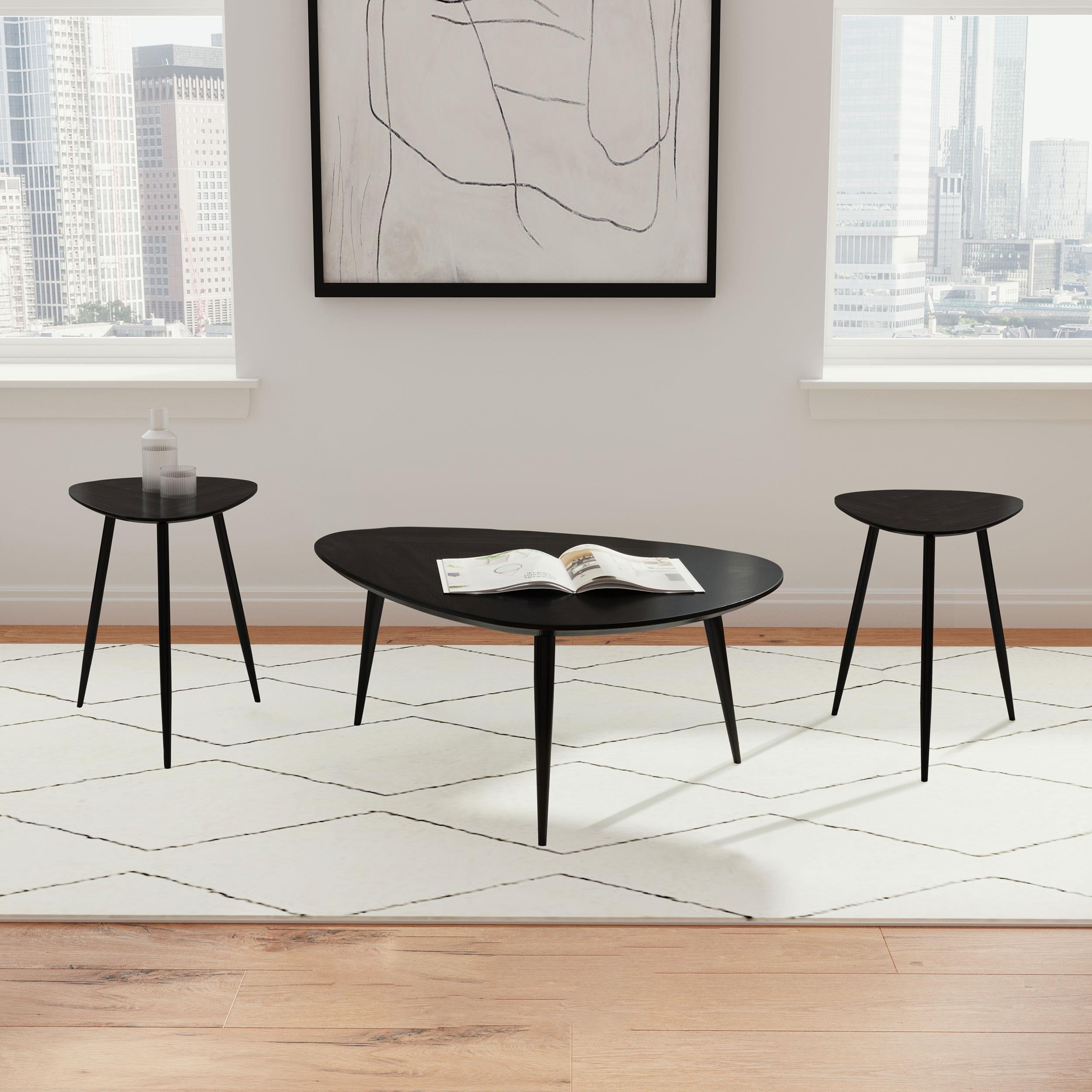 Orleans Furniture - Coaster - Odessa 3-piece Triangular Coffee and End Table Set Black - 707918-S3