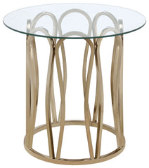 Orleans Furniture - Coaster - Monett Round Glass Top Side End Table Chocolate Chrome - 708057