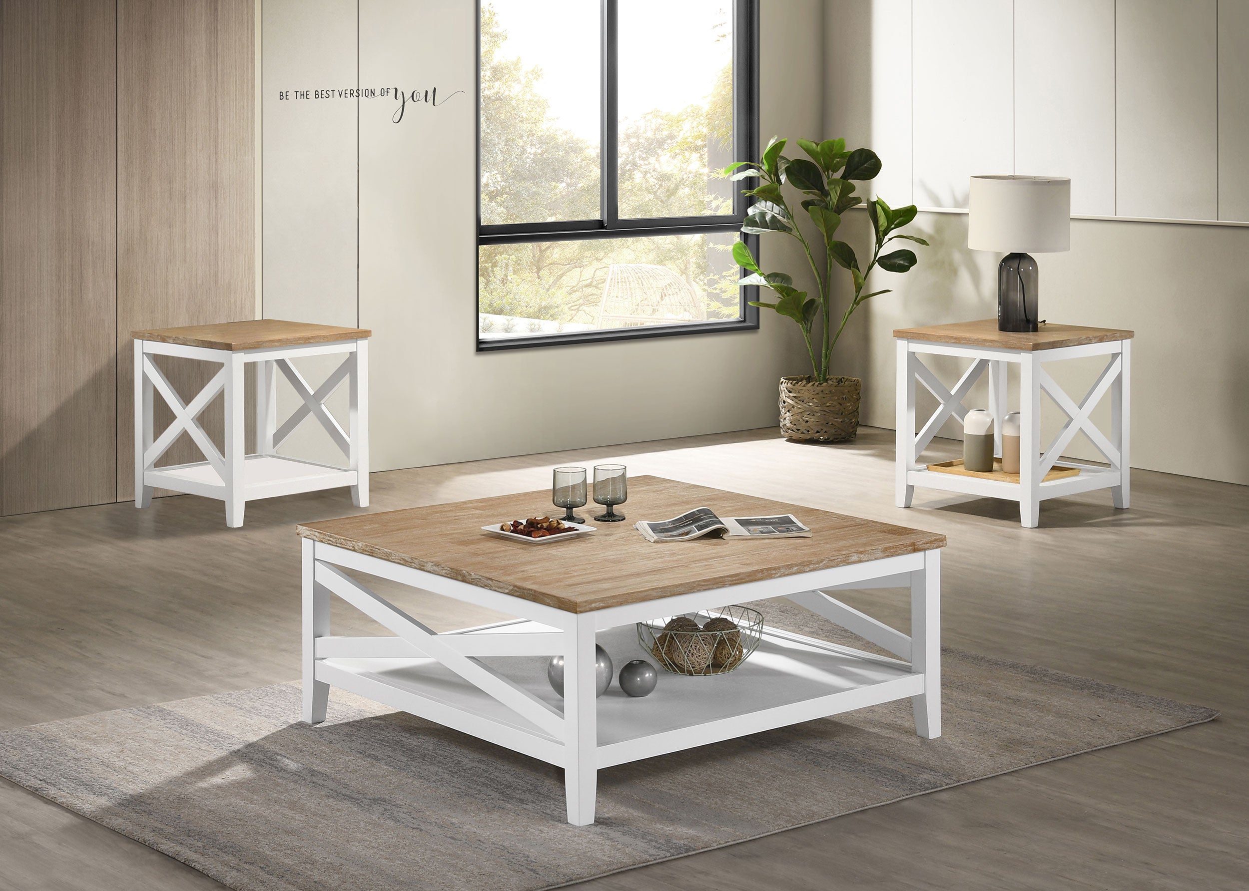 Orleans Furniture - Coaster - Hollis 3-piece Square Coffee and End Table Set White - 708098-S3