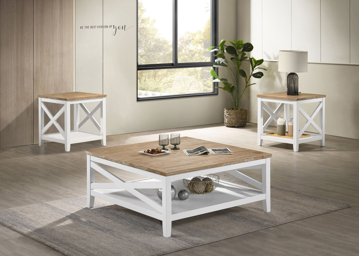 Orleans Furniture - Coaster - Hollis 3-piece Square Coffee and End Table Set White - 708098-S3
