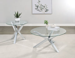 Orleans Furniture - Coaster - Kenzie 2-piece Round Coffee and End Table Set Chrome - 708128-S2