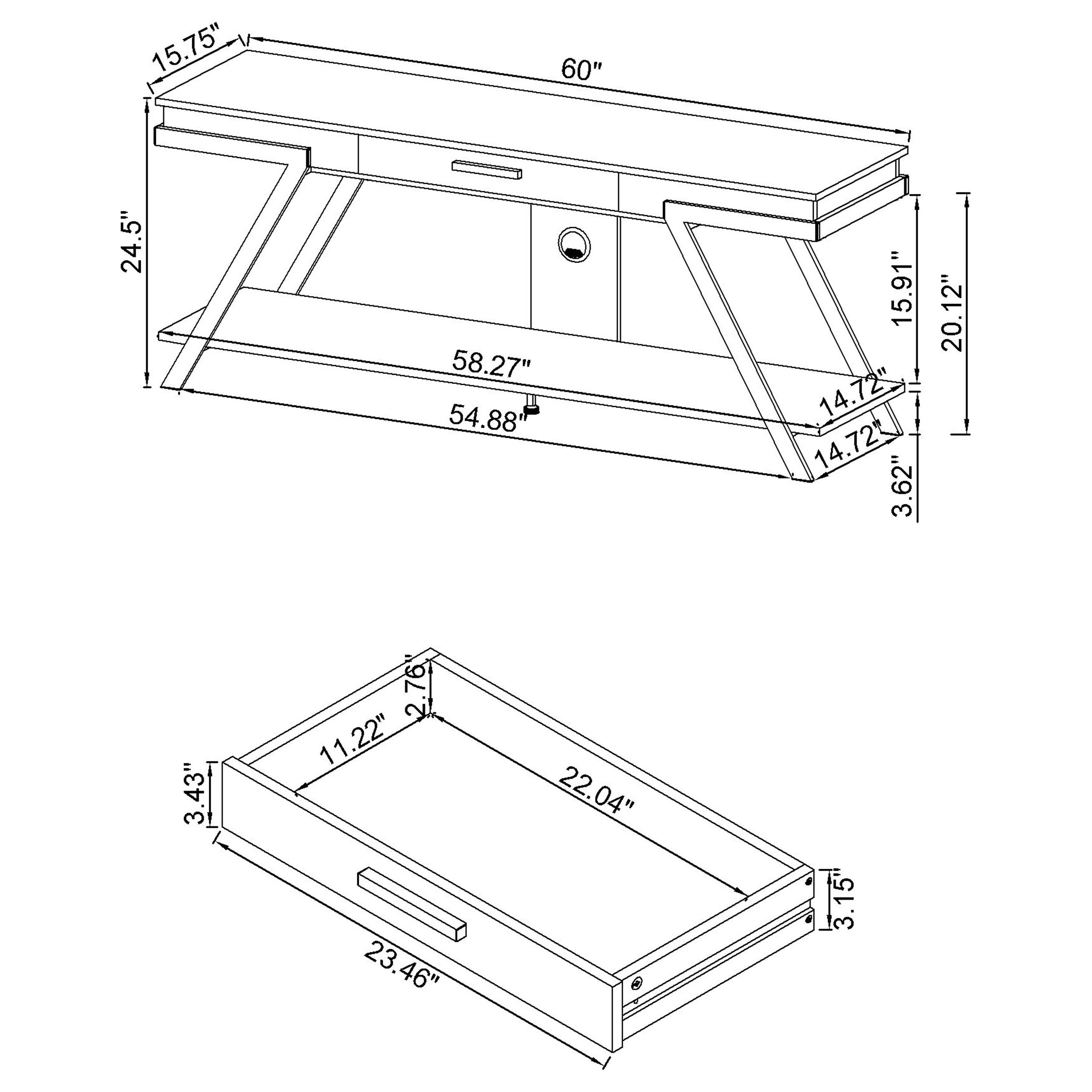Marcia 1-drawer Wood 60-inch TV Stand White High Gloss