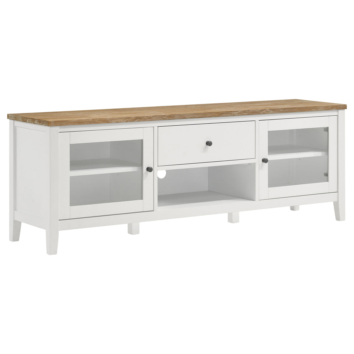 Orleans Furniture - Coaster - Hollis 2-door Wood 67-inch TV Stand with Drawer Brown and White - 708253