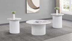 Orleans Furniture - Coaster - Rowena 3-piece Coffee and End Table Set White Faux Marble - 708338-S3