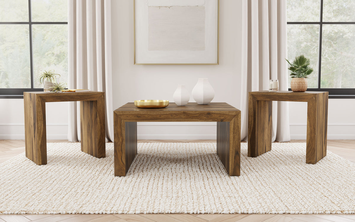 Orleans Furniture - Coaster - Odilia 3-piece Solid Wood Coffee and End Table Set Auburn - 708418-S3