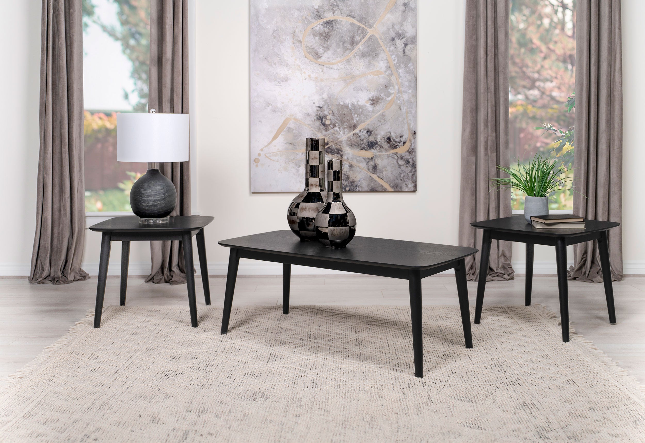 Orleans Furniture - Coaster - Radley 3-piece Rectangular Coffee Table Set Black - 708490