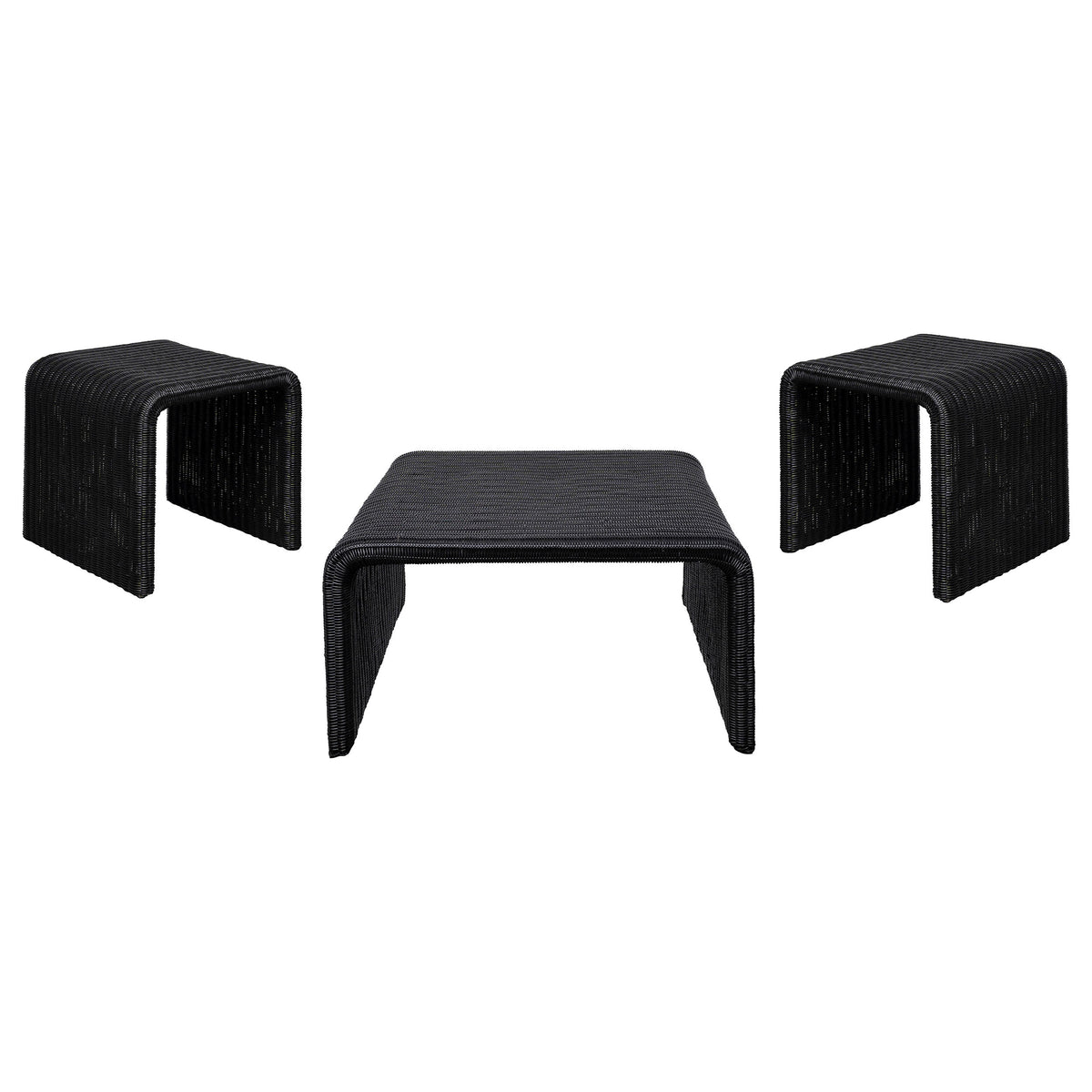 Orleans Furniture - Coaster - Cahya 3-piece Rattan Coffee and End Table Set Black - 708518-S3