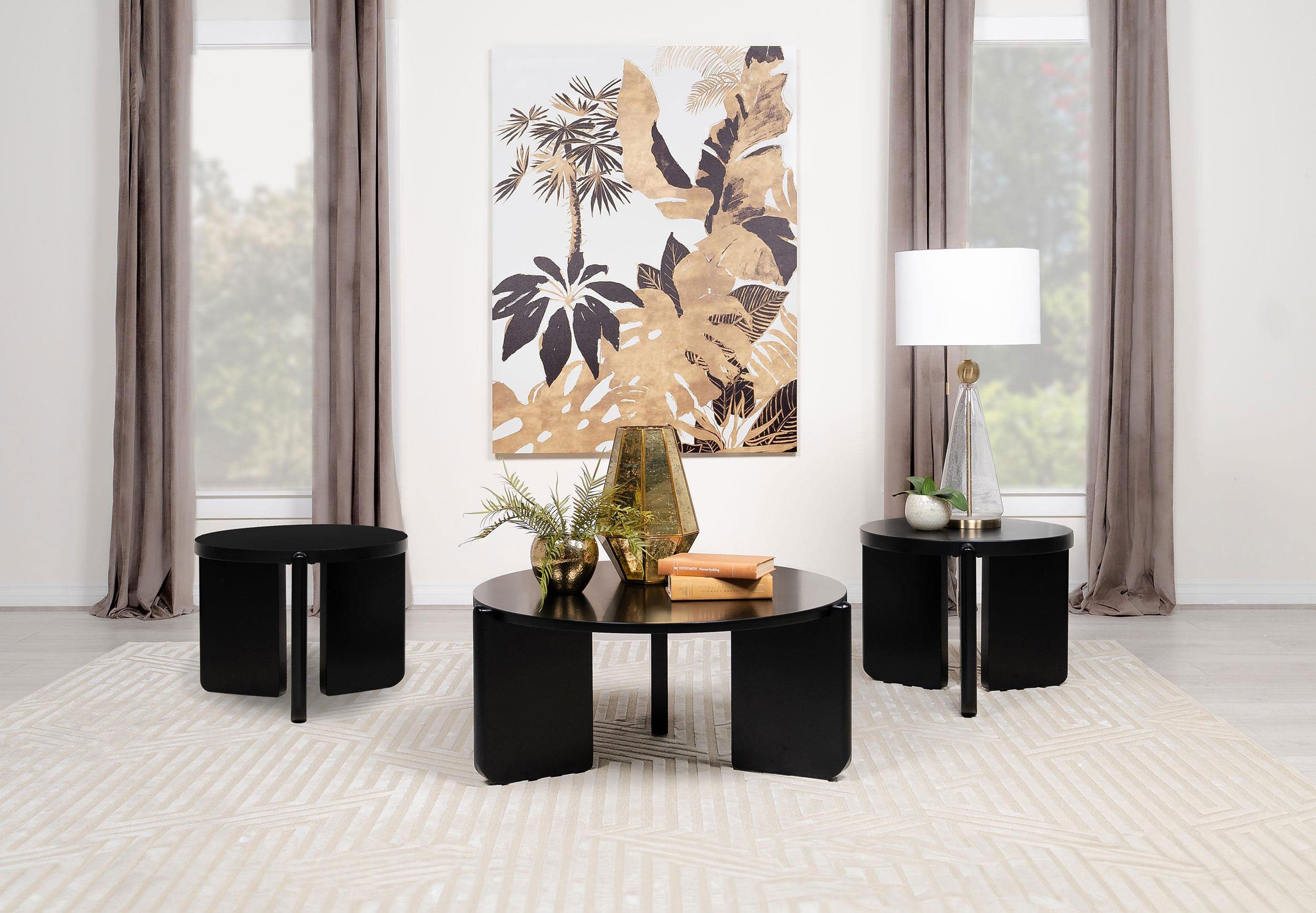 Orleans Furniture - Coaster - Cordova 3-piece Solid Wood Coffee and End Table Set Black - 709678-S3