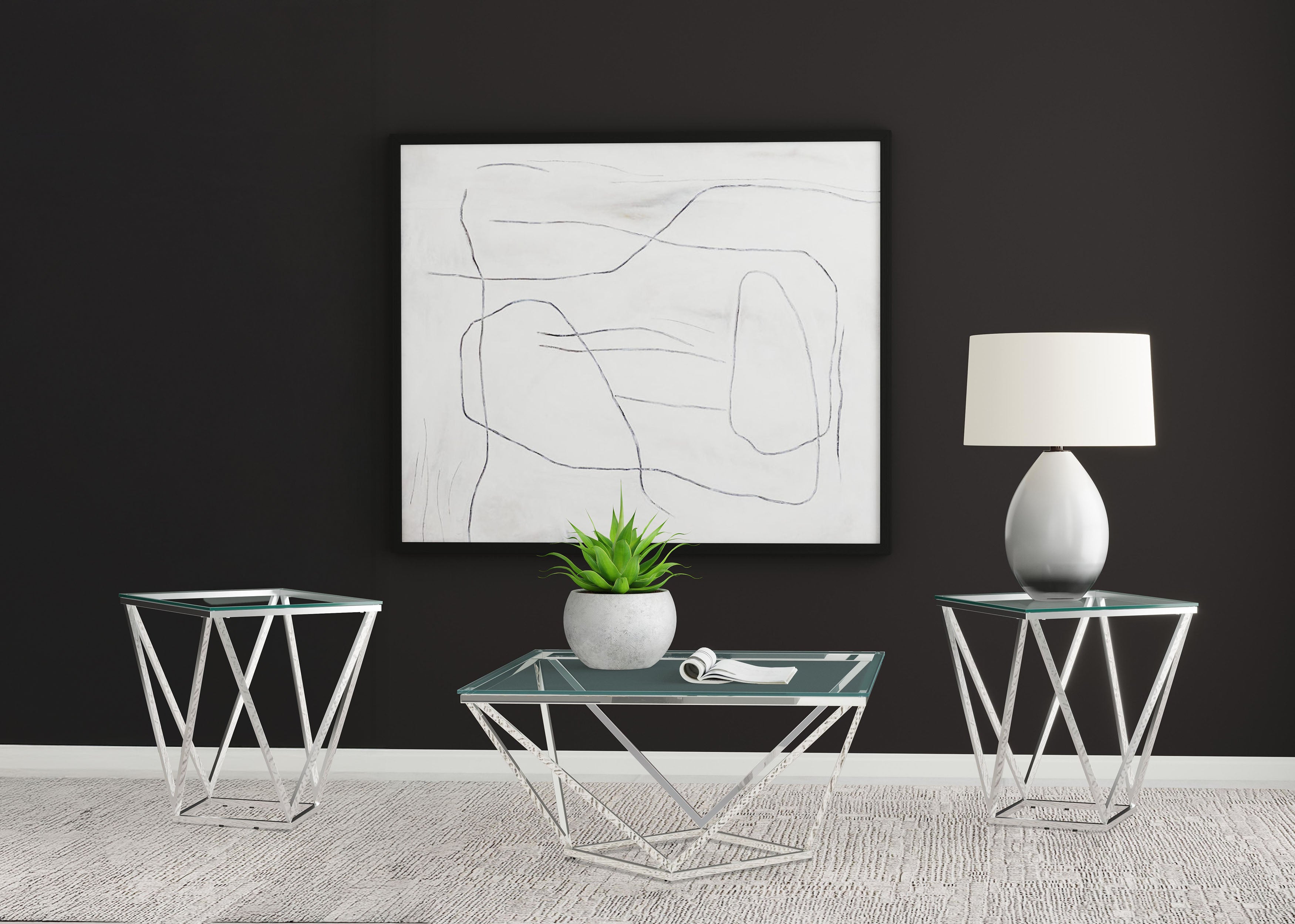 Orleans Furniture - Coaster - Brittania 3-piece Square Coffee and End Table Set Nickel - 709738-S3