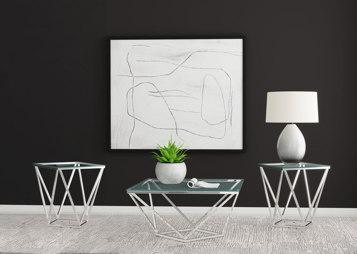 Orleans Furniture - Coaster - Brittania 3-piece Square Coffee and End Table Set Nickel - 709738-S3