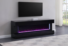 Orleans Furniture - Coaster - Vallerie 71-inch TV Stand with Visual Flame Box Black - 710022