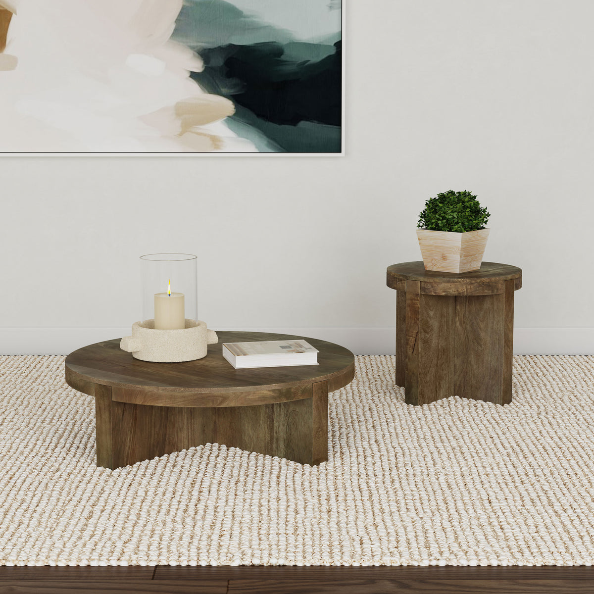 Orleans Furniture - Coaster - Kinkaid 2-piece Solid Wood Coffee and End Table Set Brown - 710138-S2