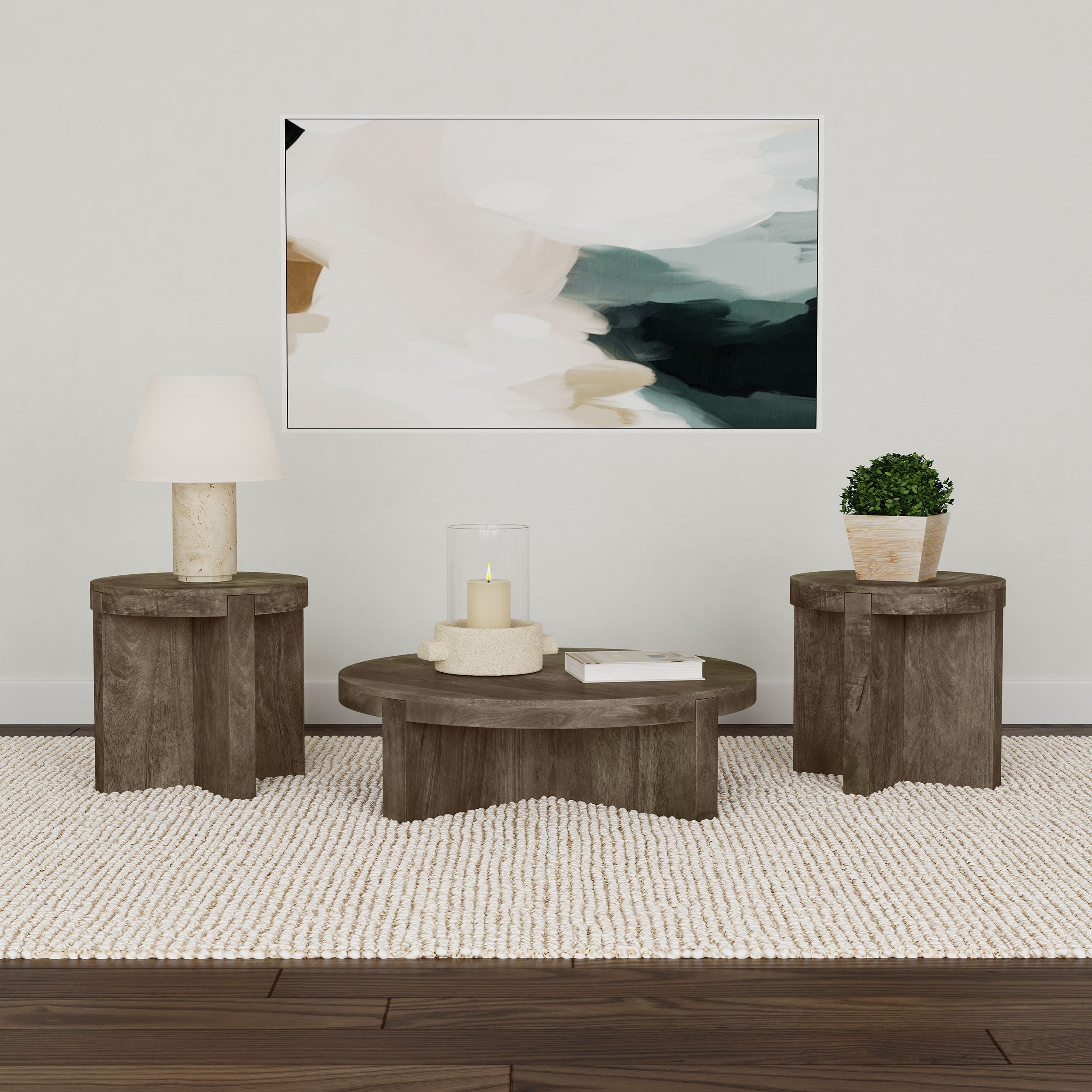 Orleans Furniture - Coaster - Kinkaid 3-piece Solid Wood Coffee and End Table Set Brown - 710138-S3