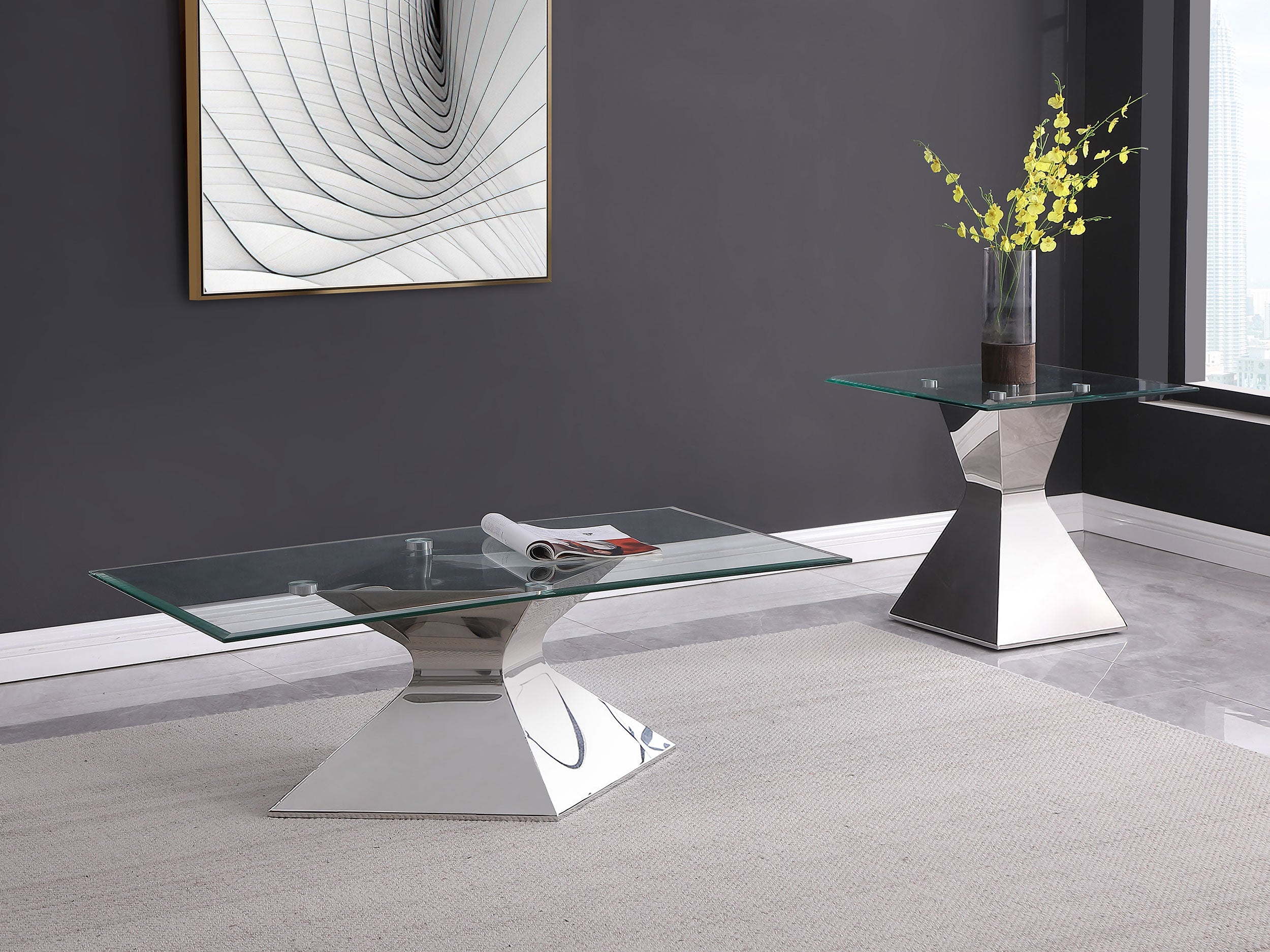 Orleans Furniture - Coaster - Jenny 2-piece Rectangular Coffee and End Table Set Chrome - 710208-S2