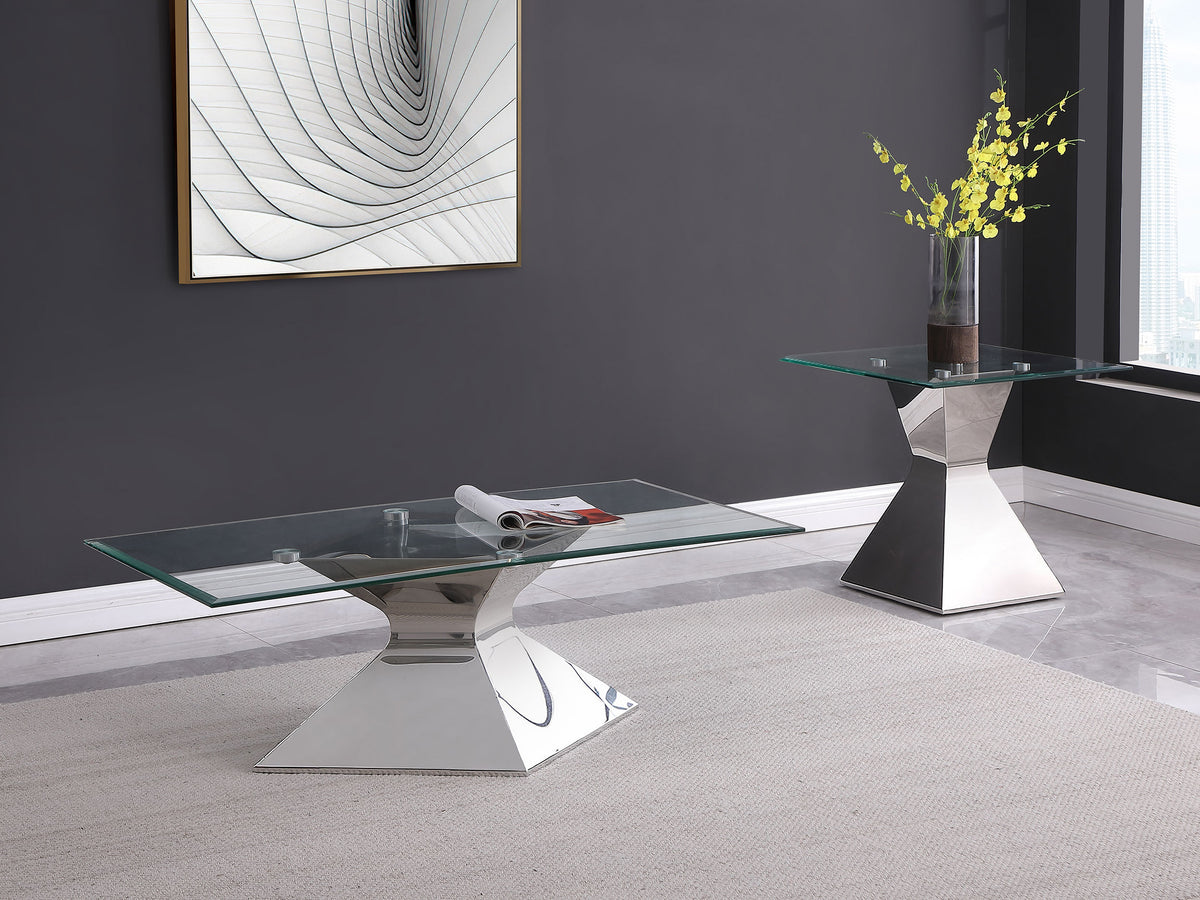 Orleans Furniture - Coaster - Jenny 2-piece Rectangular Coffee and End Table Set Chrome - 710208-S2