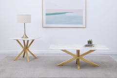 Orleans Furniture - Coaster - Visalia 2-piece Faux Marble Coffee and End Table Set White - 710218-S2