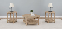 Orleans Furniture - Coaster - Fowler 3-piece Round Coffee and End Table Set Natural - 710288-S3