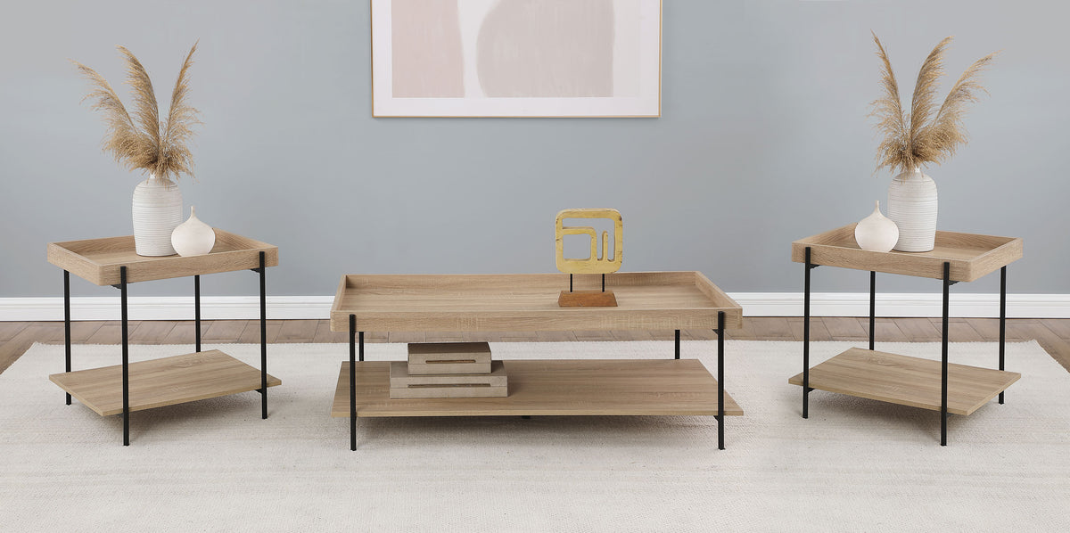 Orleans Furniture - Coaster - Fallon 3-piece Rectangular Coffee and End Table Set Natural - 710308-S3