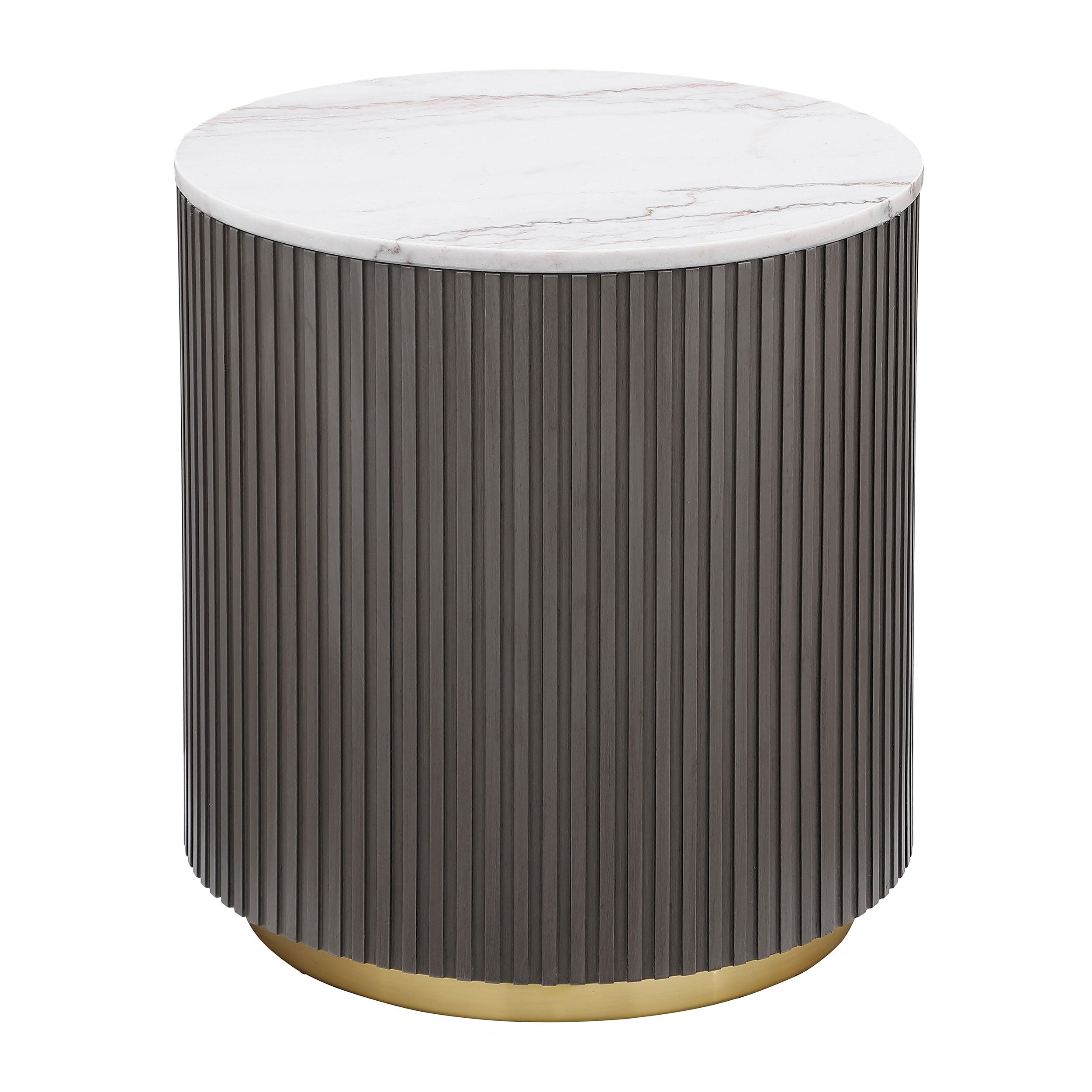 Orleans Furniture - Coaster - Jason Round Marble Top Side End Table White and Charcoal - 710417