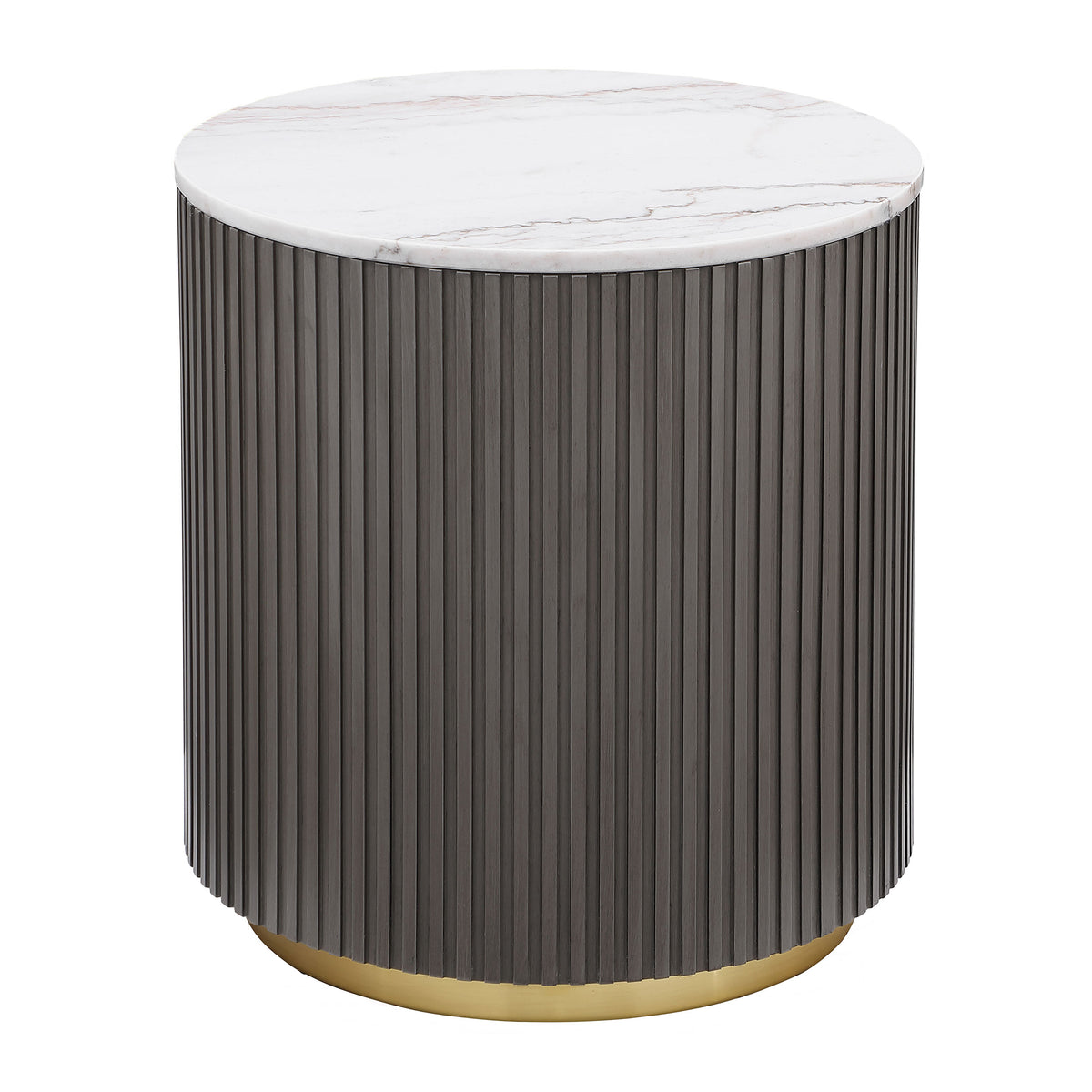 Orleans Furniture - Coaster - Jason Round Marble Top Side End Table White and Charcoal - 710417