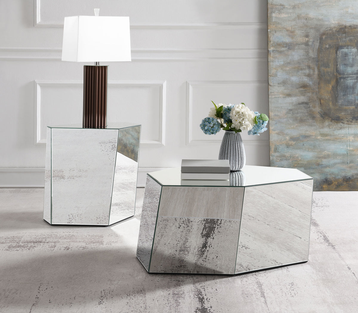Orleans Furniture - Coaster - Capella 2-piece Mirrored Coffee and End Table Set Silver - 710446-S2