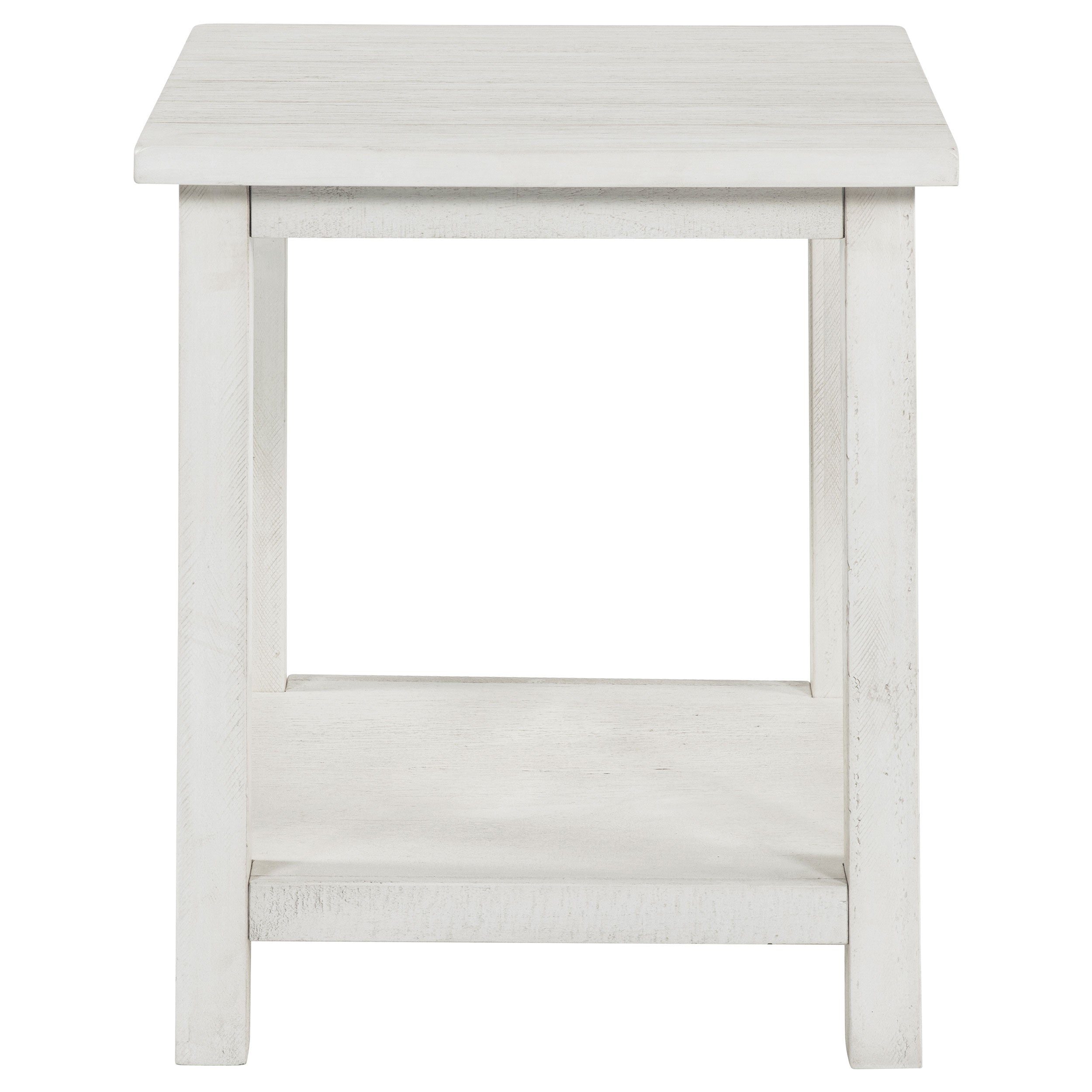 Payne Wood End Table with Shelf Distressed White