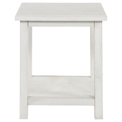 Payne Wood End Table with Shelf Distressed White