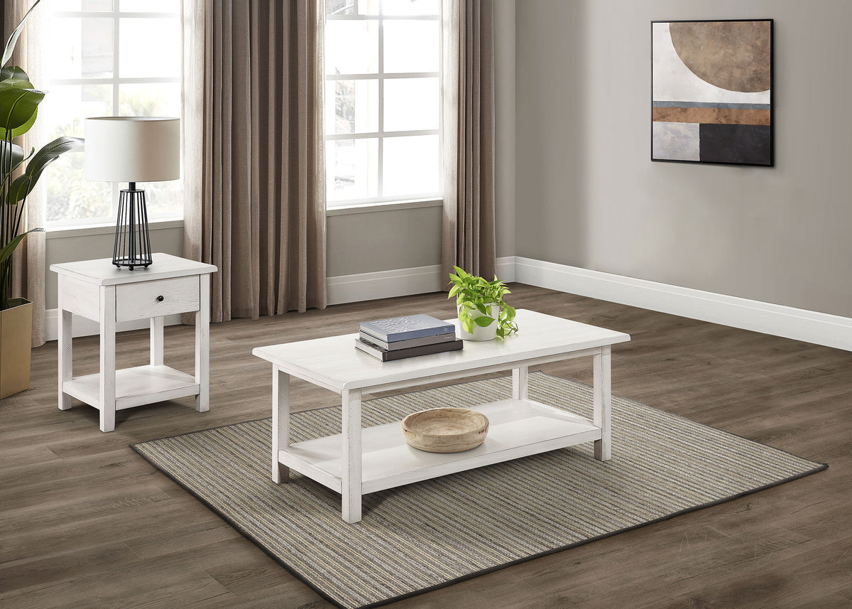 Orleans Furniture - Coaster - Payne 2-piece Coffee and 1-drawer End Table Set White - 710558-S2
