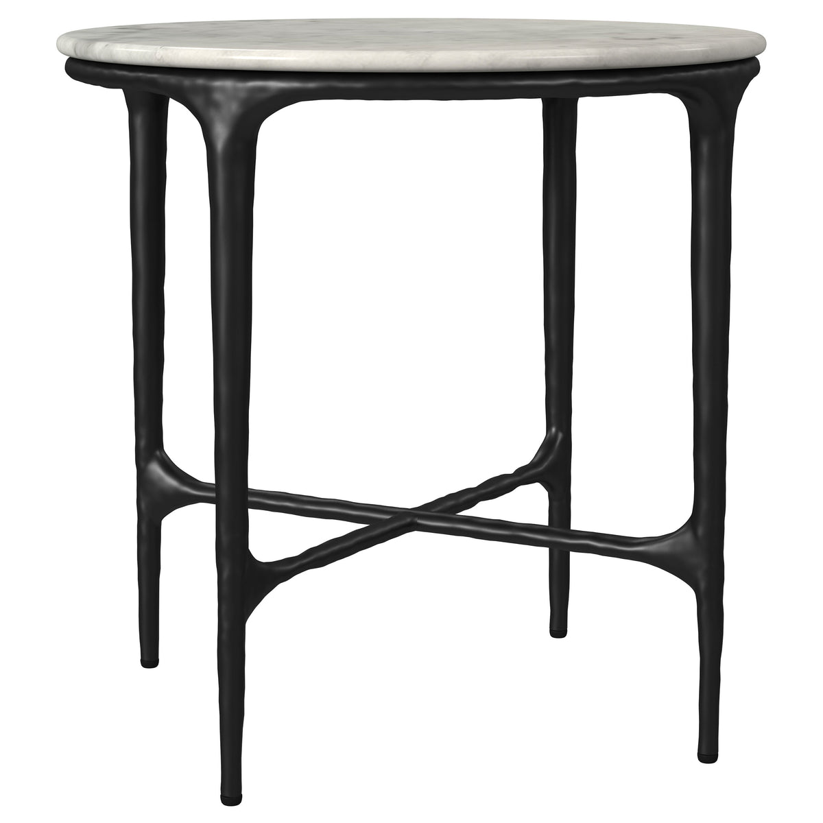 Orleans Furniture - Coaster - Hermas Round Genuine Marble Top Metal End Side Table White - 710737