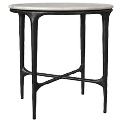 Orleans Furniture - Coaster - Hermas Round Genuine Marble Top Metal End Side Table White - 710737