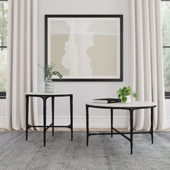 Orleans Furniture - Coaster - Hermas 2-piece Round Marble Coffee and End Table Set White - 710738-S2