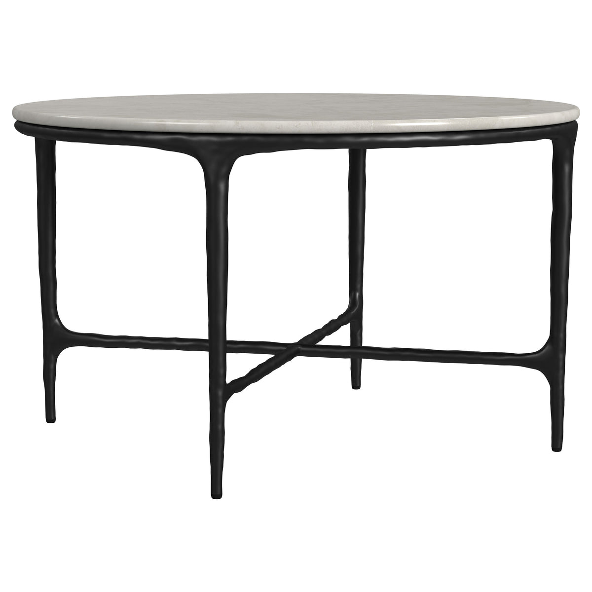 Orleans Furniture - Coaster - Hermas Round Genuine Marble Top Metal Coffee Table White - 710738