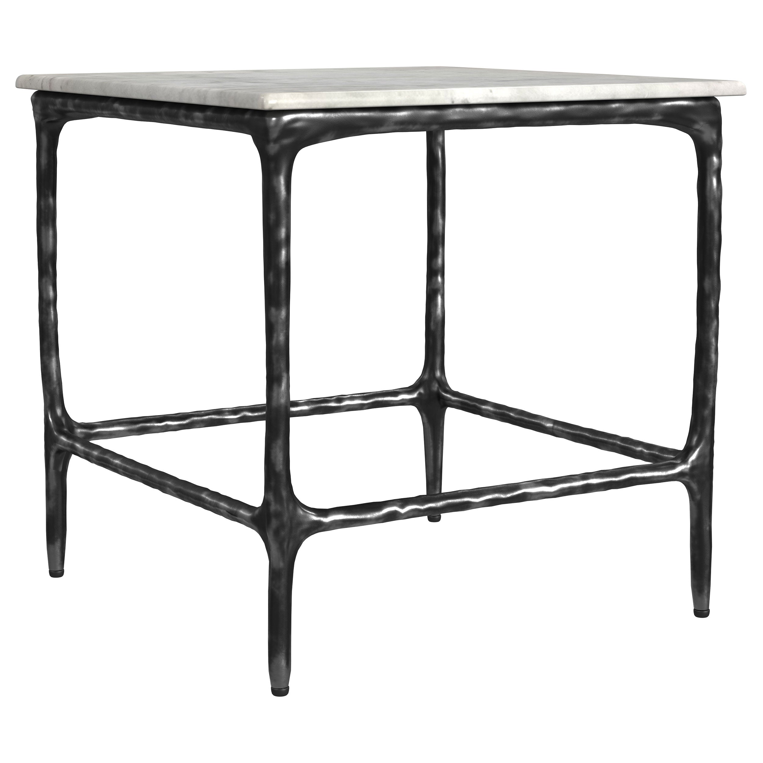 Orleans Furniture - Coaster - Ebby Square Genuine Marble Top Metal End Table White - 710747