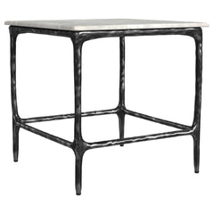 Orleans Furniture - Coaster - Ebby Square Genuine Marble Top Metal End Table White - 710747