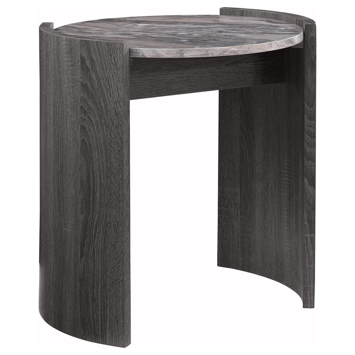 Orleans Furniture - Coaster - Gladstone Round Faux Marble Top End Table Distressed Grey - 710757