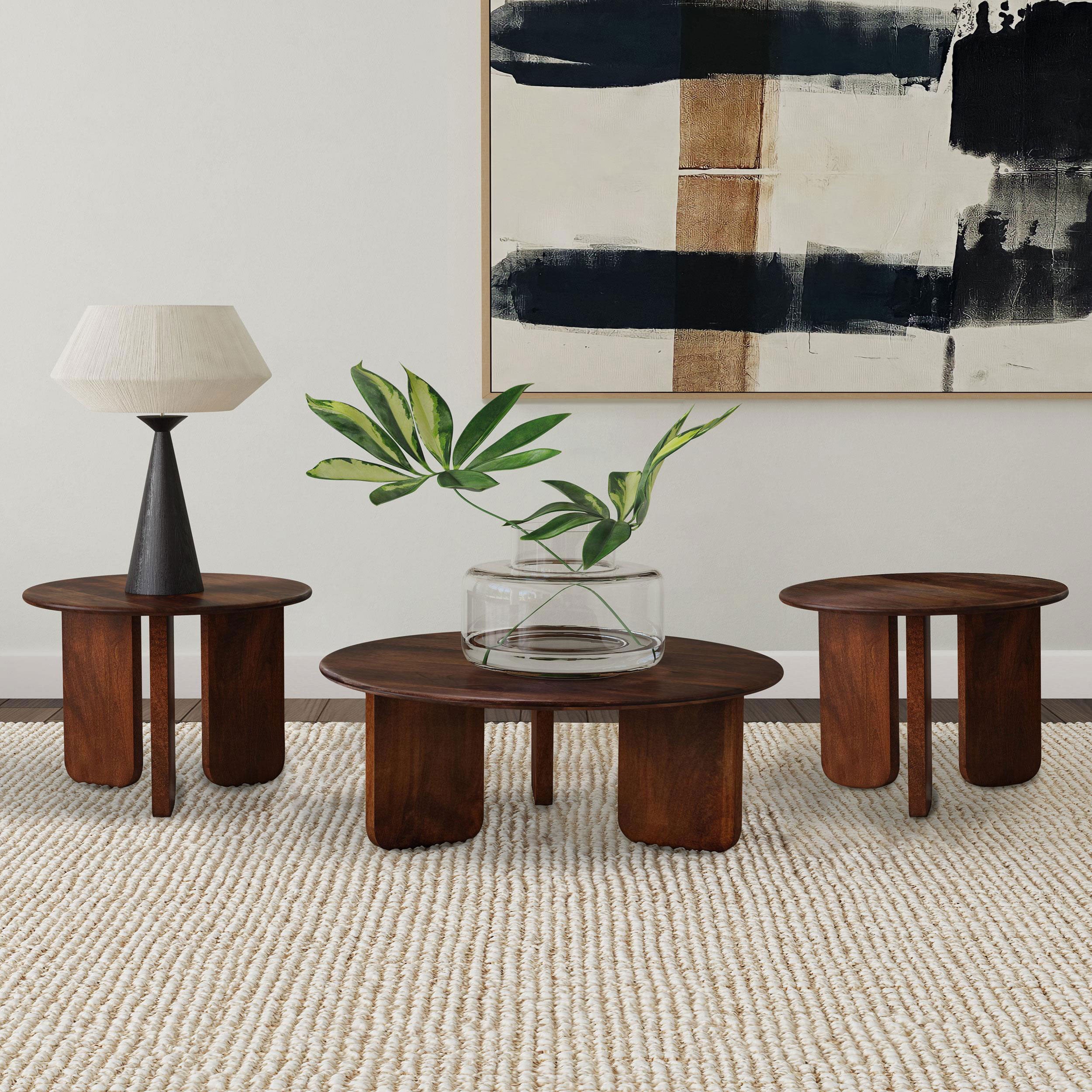 Orleans Furniture - Coaster - Dale 3-piece Solid Wood Coffee and End Table Set Brown - 721998-S3