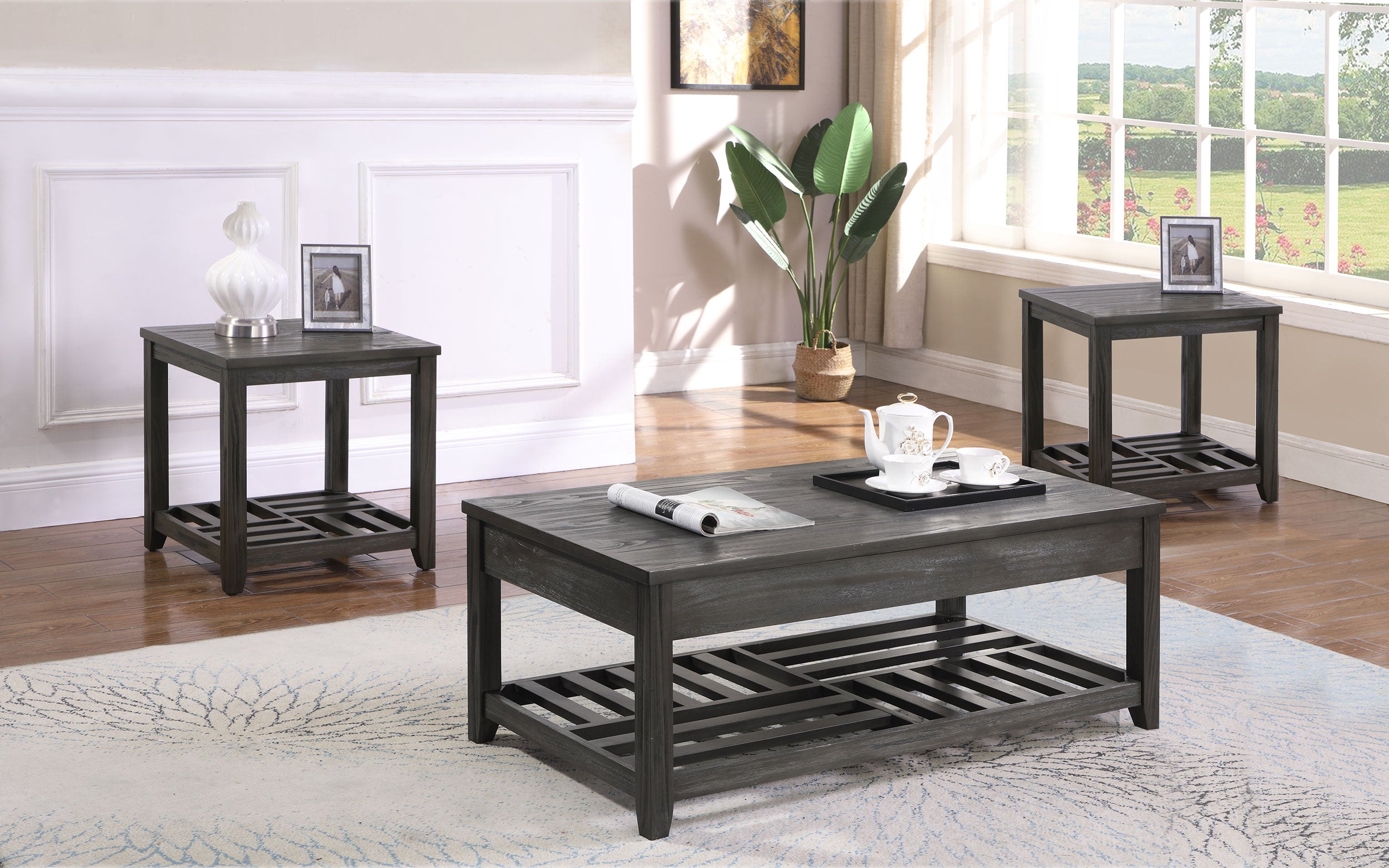 Orleans Furniture - Coaster - Cliffview 3-piece Lift Top Coffee and End Table Set Grey - 722288-S3