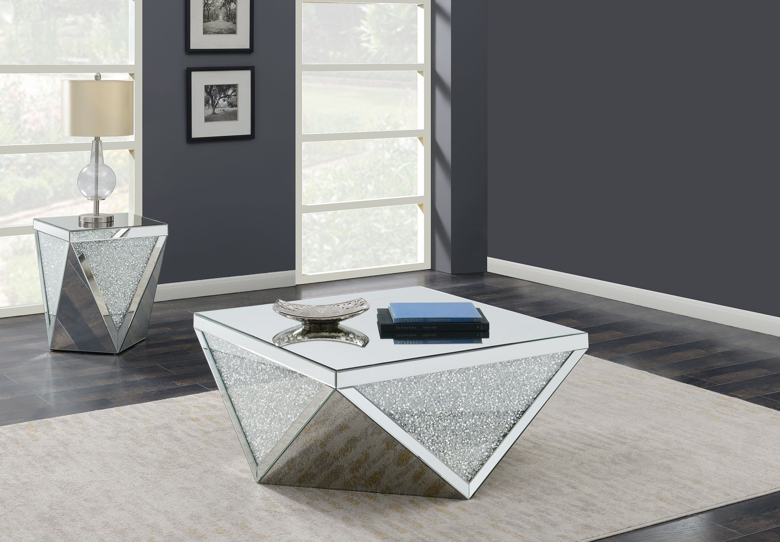 Orleans Furniture - Coaster - Amore 2-piece Mirrored Coffee and End Table Set Silver - 722508-S2