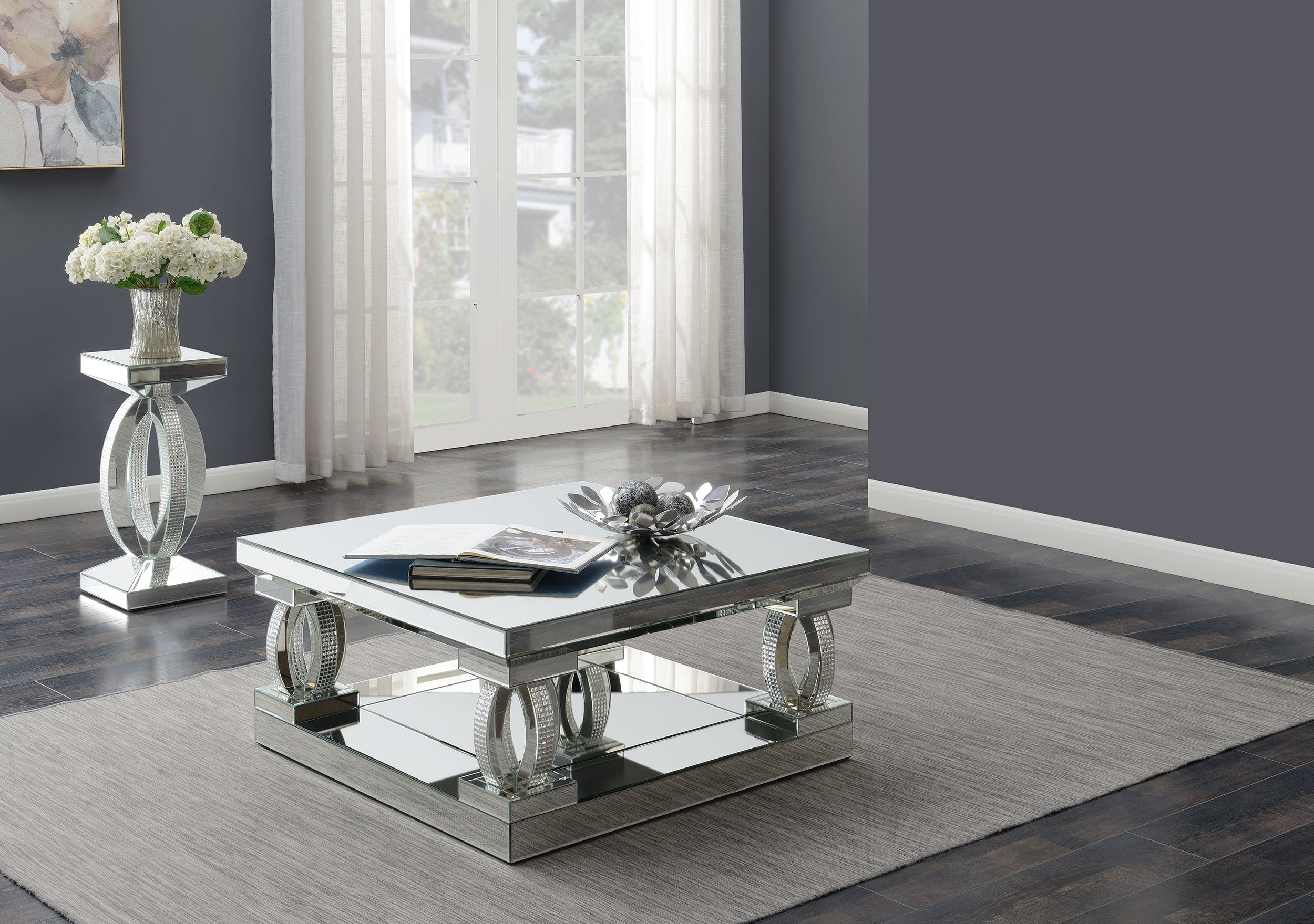Orleans Furniture - Coaster - Amalia 2-piece Mirrored Coffee and End Table Set Silver - 722518-S2