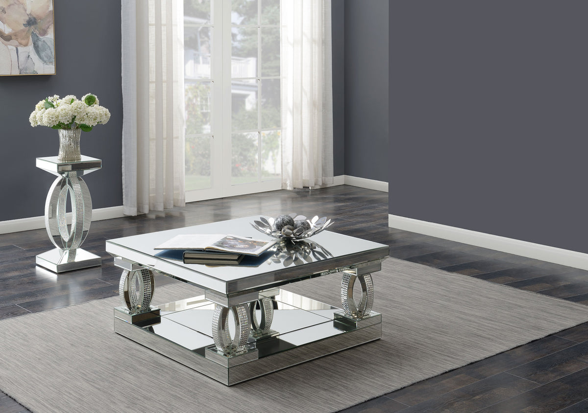 Orleans Furniture - Coaster - Amalia 2-piece Mirrored Coffee and End Table Set Silver - 722518-S2