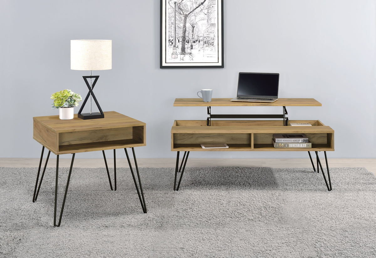 Orleans Furniture - Coaster - Fanning 2-piece Lift Top Coffee and End Table Set Golden Oak - 723368-S2