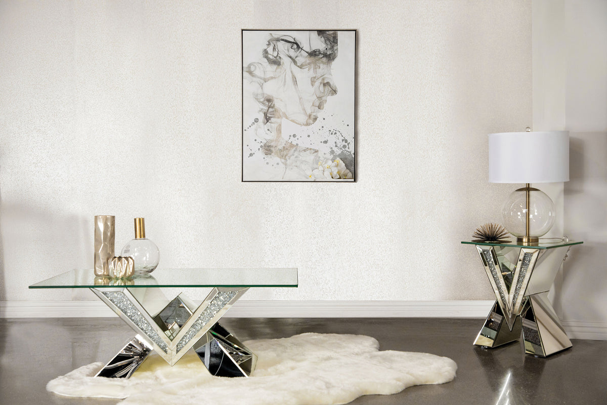 Orleans Furniture - Coaster - Taffeta 2-piece Mirrored Coffee and End Table Set Silver - 723448-S2