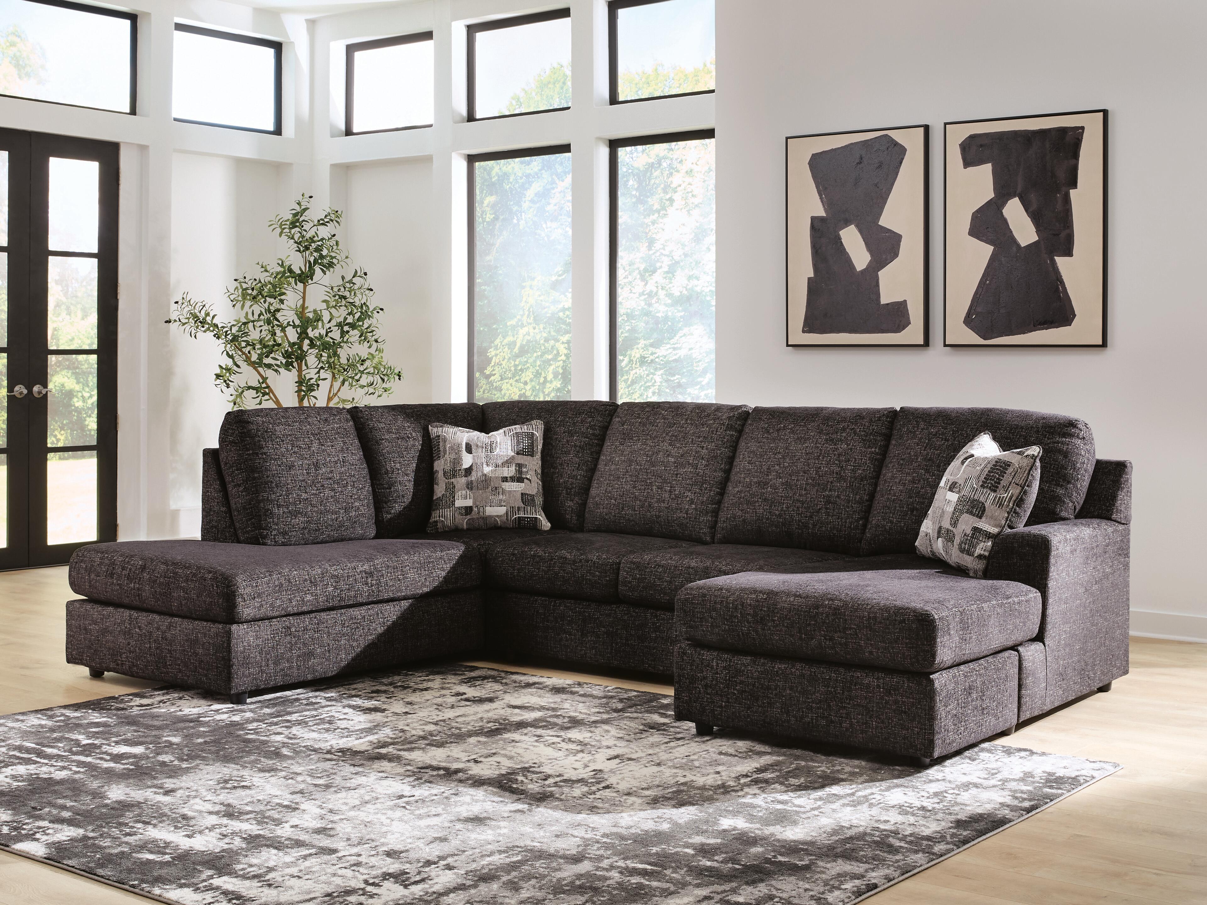 Orleans Furniture - Ashley Furniture - Lentiz Sectional - RAF 2-Piece Sectional with Chaise / Onyx - PC73404S1