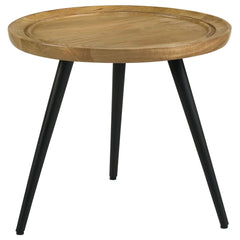 Orleans Furniture - Coaster - Zoe Round Mango Wood Side End Table Natural and Black - 736107