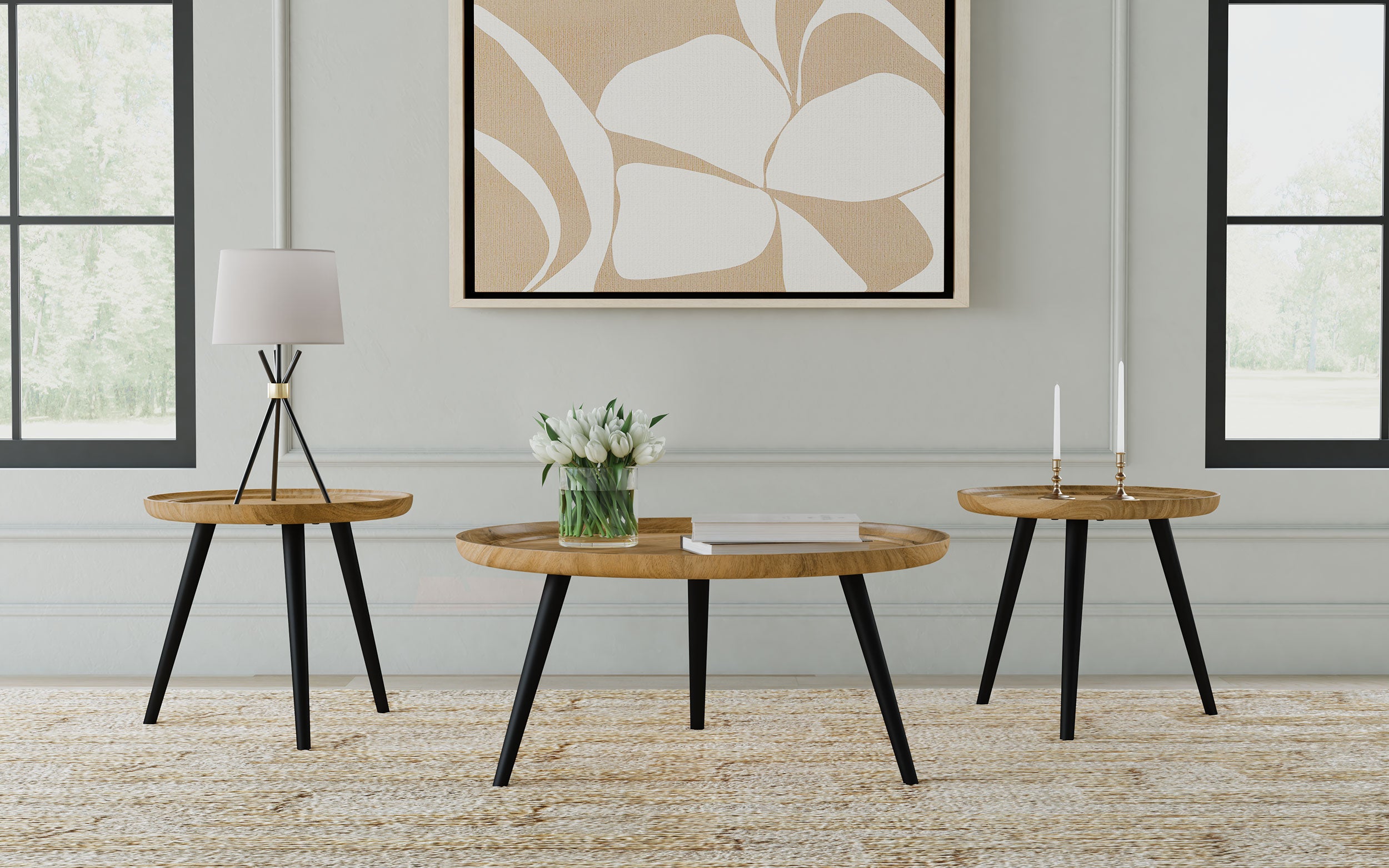 Orleans Furniture - Coaster - Zoe 3-piece Mango Wood Coffee and End Table Set Natural - 736108-S3