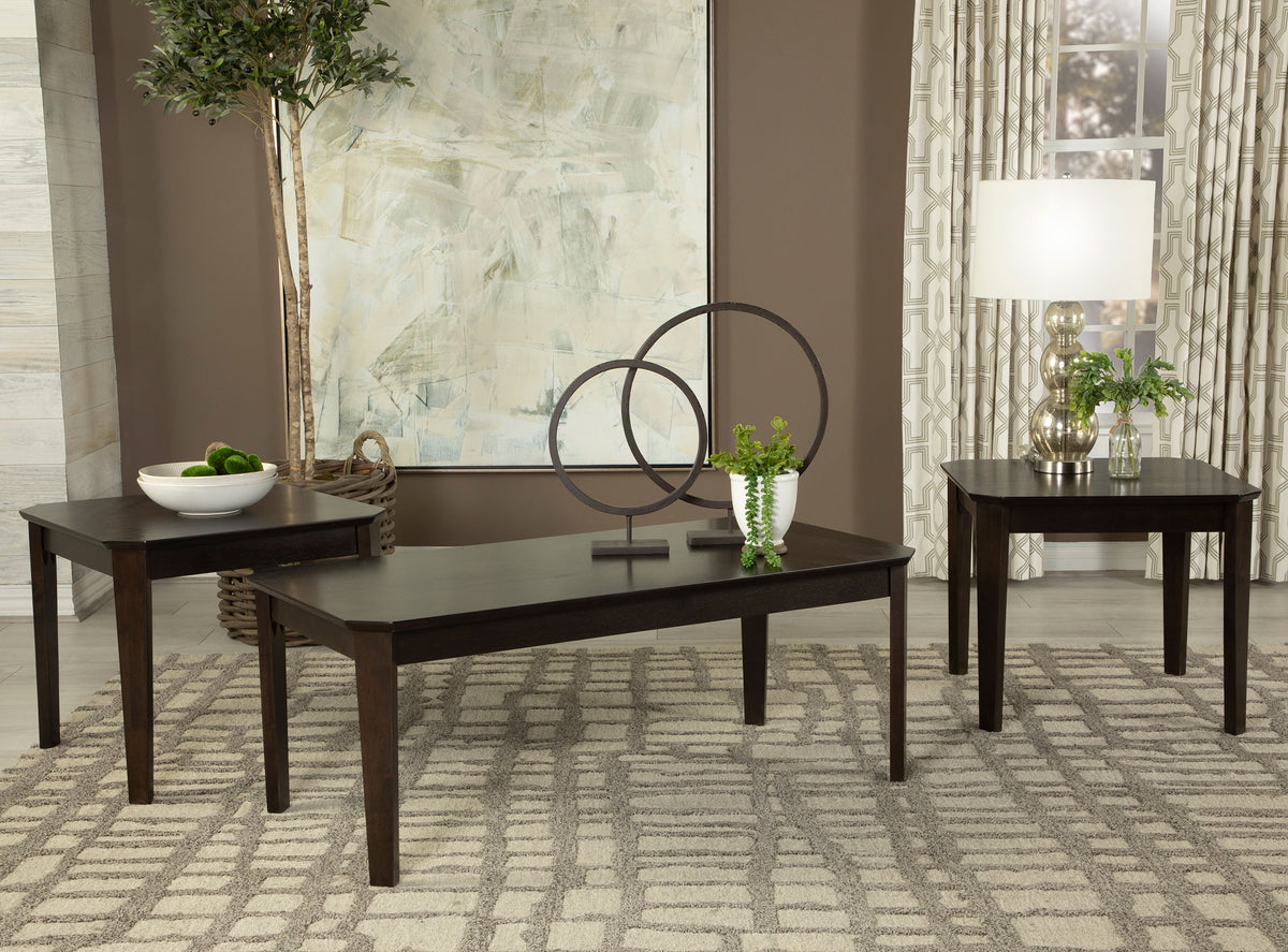 Orleans Furniture - Coaster - Amaro 3-piece Coffee and End Table Set Dark Brown - 736184
