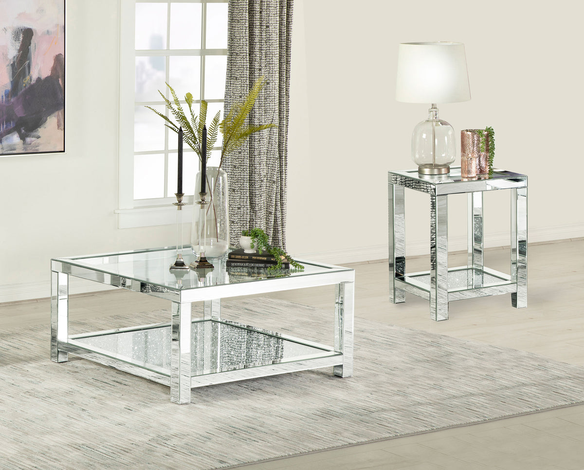 Orleans Furniture - Coaster - Valentina 2-piece Mirrored Coffee and End Table Set Silver - 736218-S2