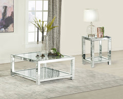 Orleans Furniture - Coaster - Valentina 2-piece Mirrored Coffee and End Table Set Silver - 736218-S2