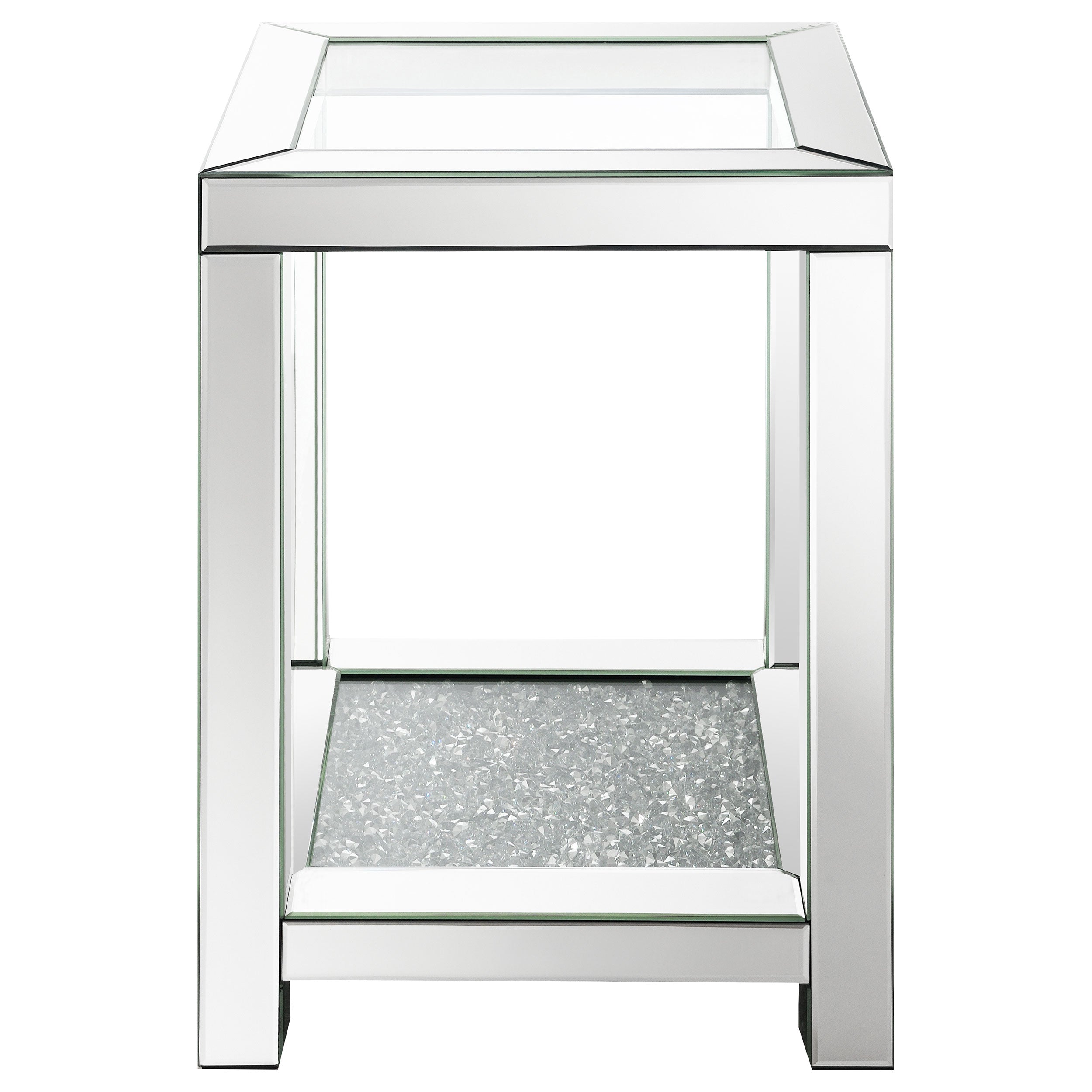 Valentina 2-piece Mirrored Coffee and End Table Set Silver